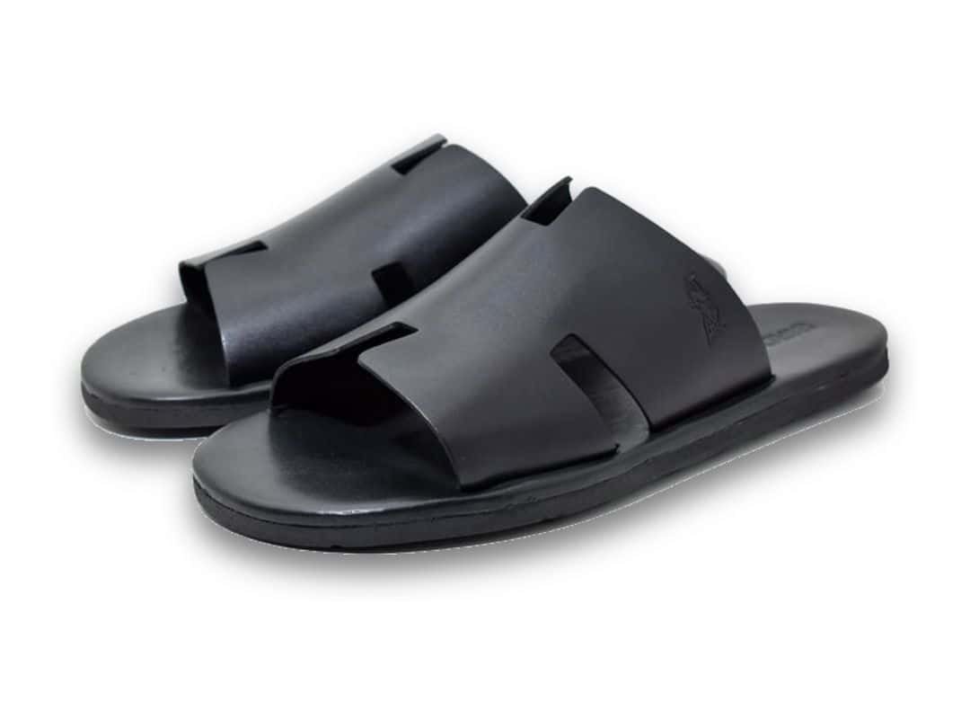 Sandália Santorini Preta — detalhe 2, sandália masculina em couro Stock Sandals
