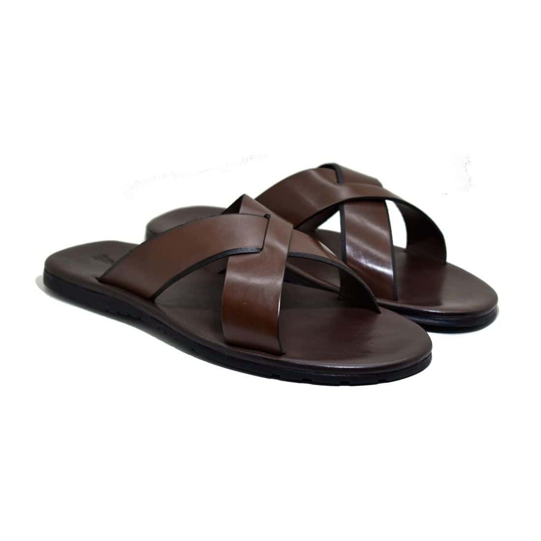 Sandália de Couro Valley Café — vista principal, sandália masculina em couro Stock Sandals