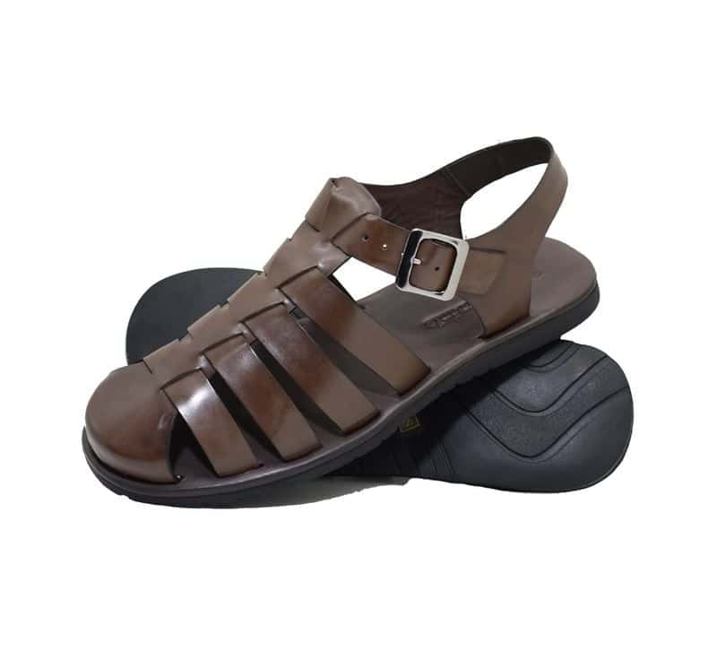 Sandália Masculina Kamino Café em Couro — detalhe 5, sandália masculina em couro Stock Sandals