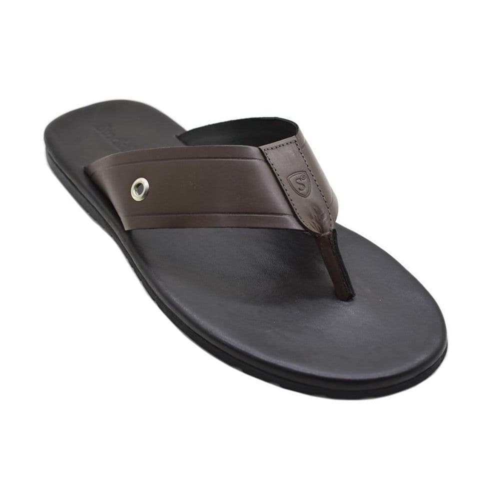 Chinelo Masculino Couro Cartagena Café — Stock Sandals