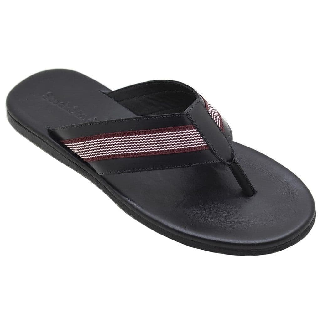 Chinelo Couro Masculino Hype Preto / Vermelho — Stock Sandals