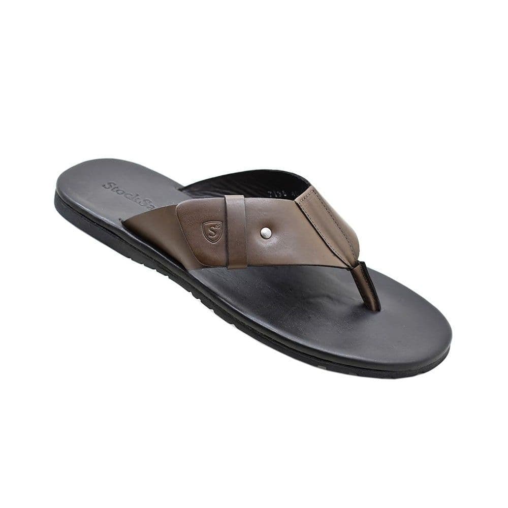 Chinelo Masculino Couro Castiel Café — Stock Sandals