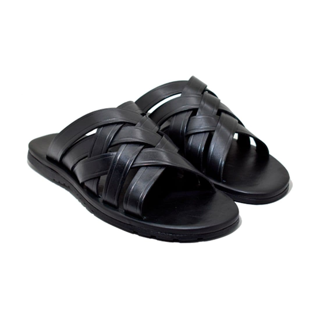 Sandália Masculina de Couro Preta Oberyn — Stock Sandals