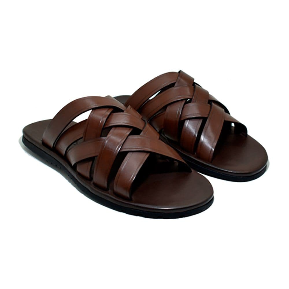 Sandália Masculina Couro Oberyn Café — Stock Sandals