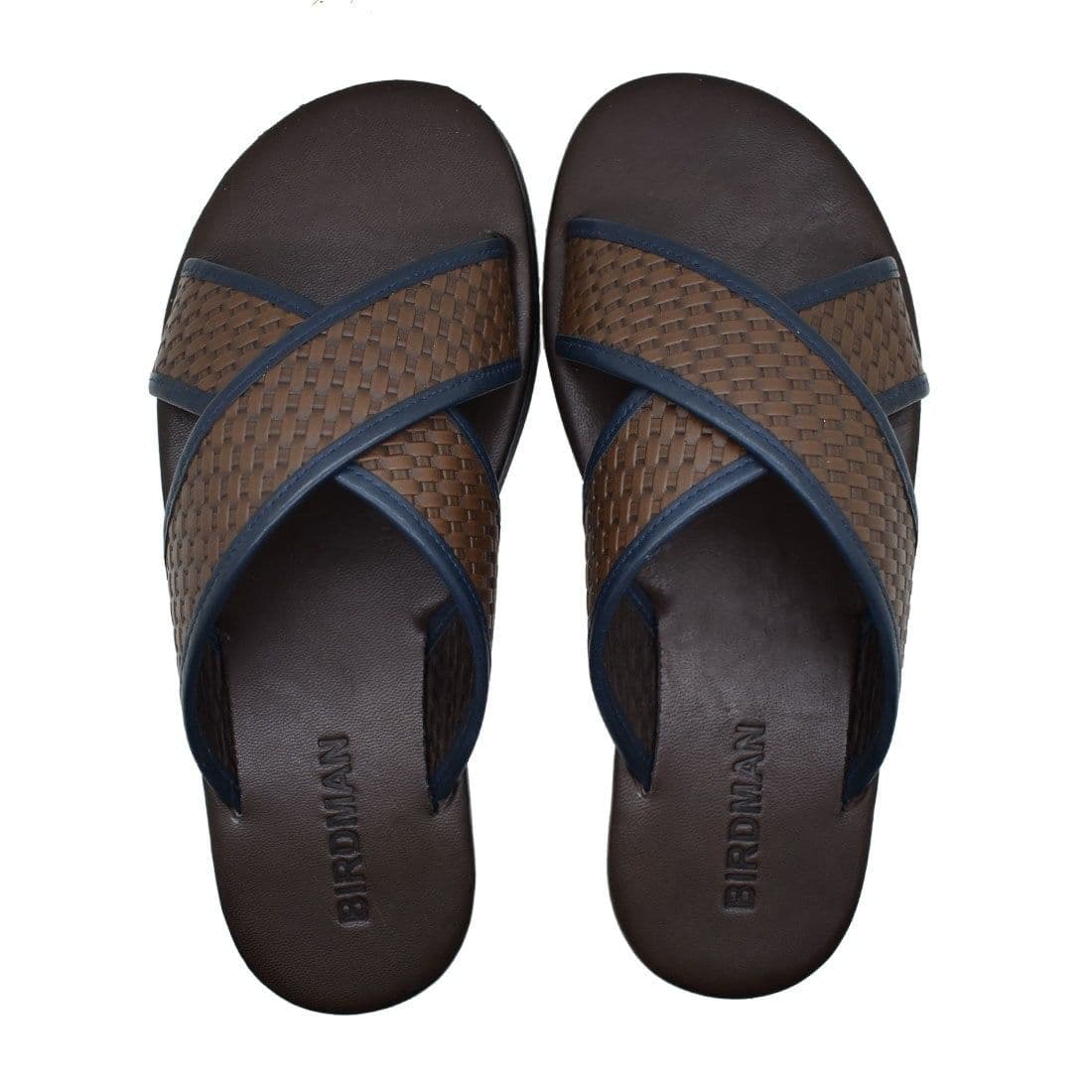 Sandália Masculina Couro Sevilla Café / Azul — Stock Sandals