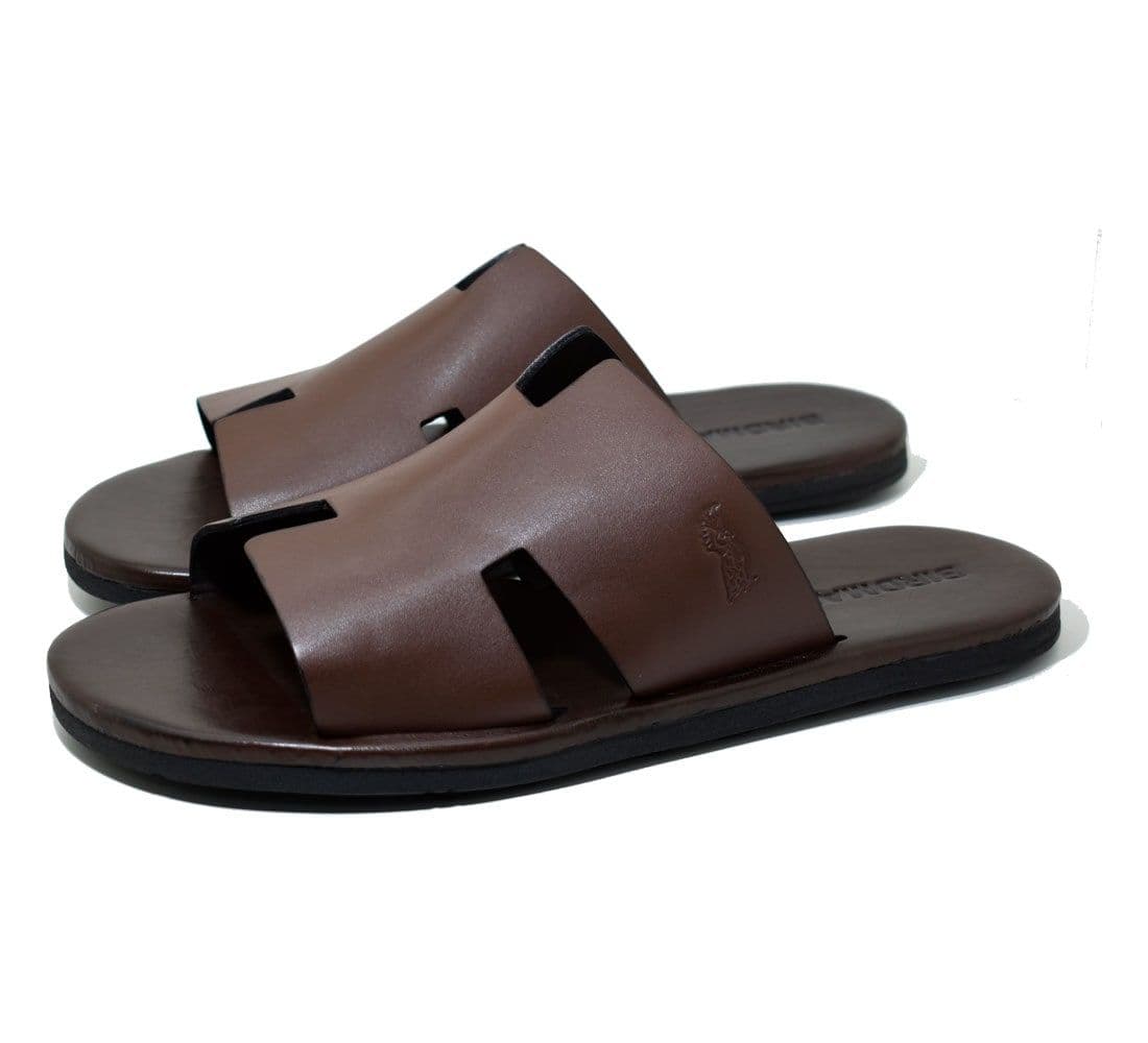 Sandália em Couro Santorini Café — Stock Sandals